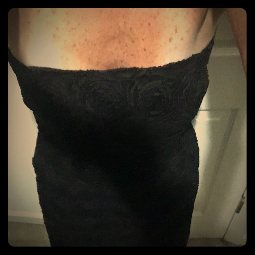 Calvin Klein black strapless cocktail dress